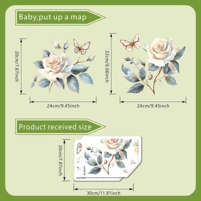 2Sheet Bathroom Toilet Sticker Modern Minimalist Flower Butterfly Pattern Self-adhesive Paintings For Bathroom Living Decoration
