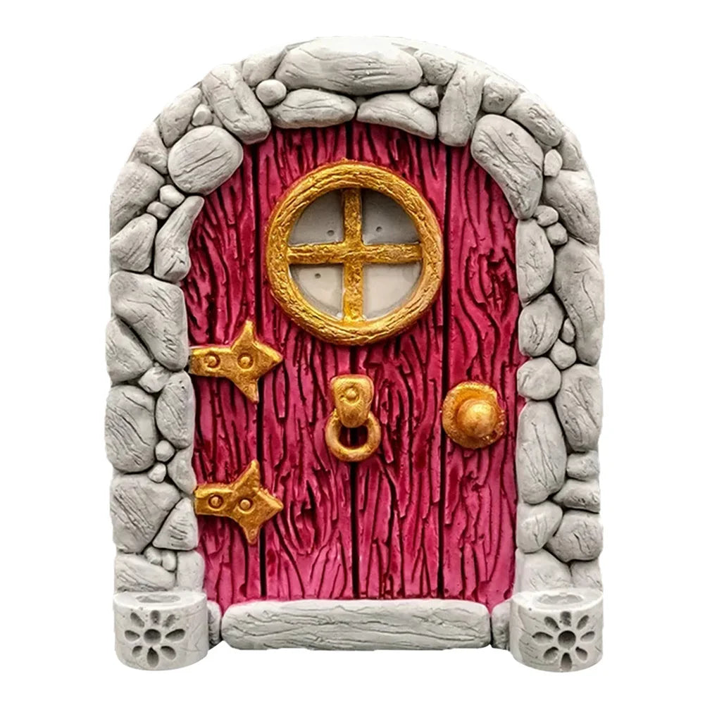 Miniature Fairy Door Wooden Elf Door Ornament Creative Dollhouse Fairy Door for Trees Garden Decor