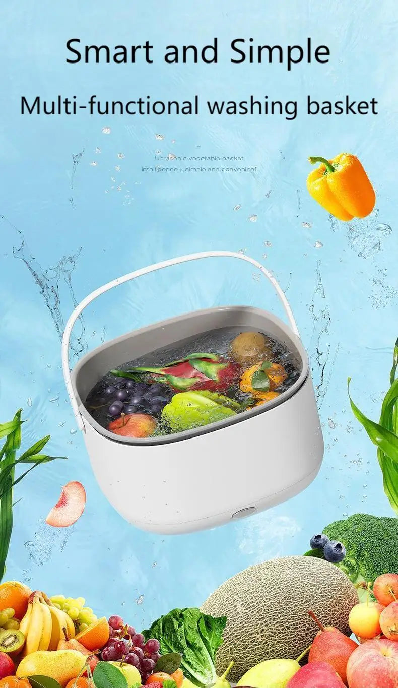 Electric Vegetable Washer – Double-Layer Fruit & Veggie Cleaning Basket, Multi-Functional Kitchen Tool for Home Use