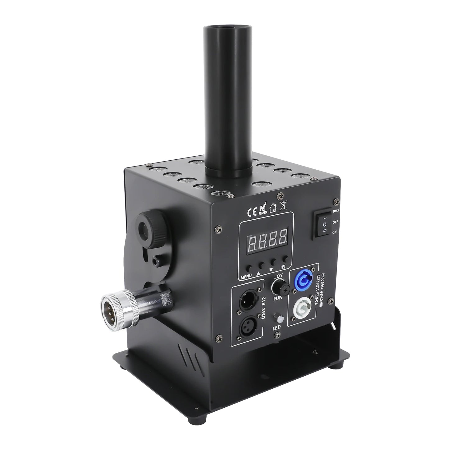 CO2 Fog Machine 110V with 12 LEDs 19.69-26.25ft Jet Effect, DMX Controlled for Parties, Stage, Halloween