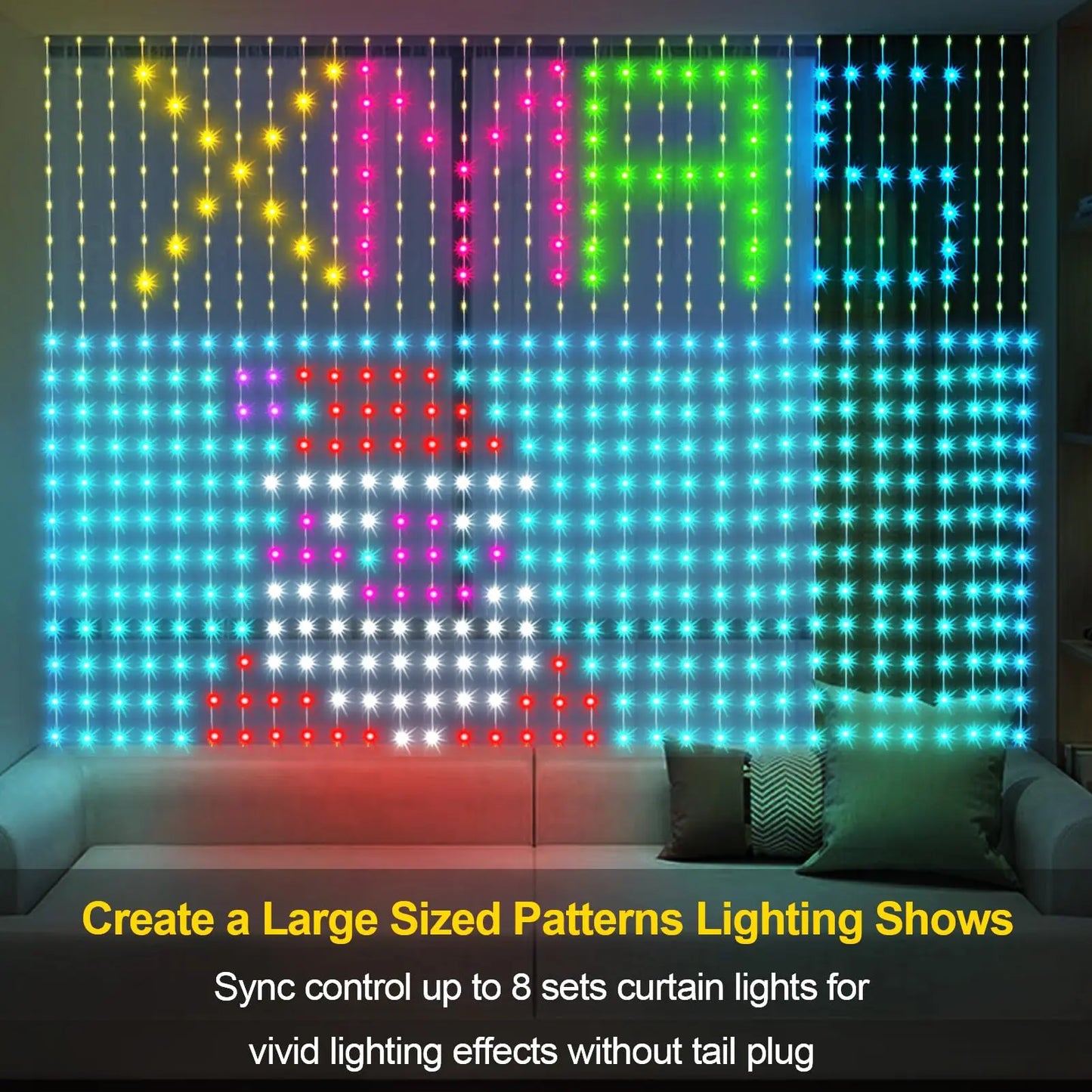 400LEDs Curtain Light String RGB String Lights APP Remote Control Music Sync USB Plug Curtain Light for Room Curtain Decorations
