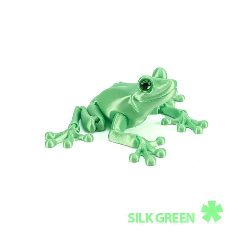1 Piece Kids Gift 3D Printed Mini Cute Frog Figure Multi-joint Movable With Glittering Eyes For Room Decoration DIY Accessories