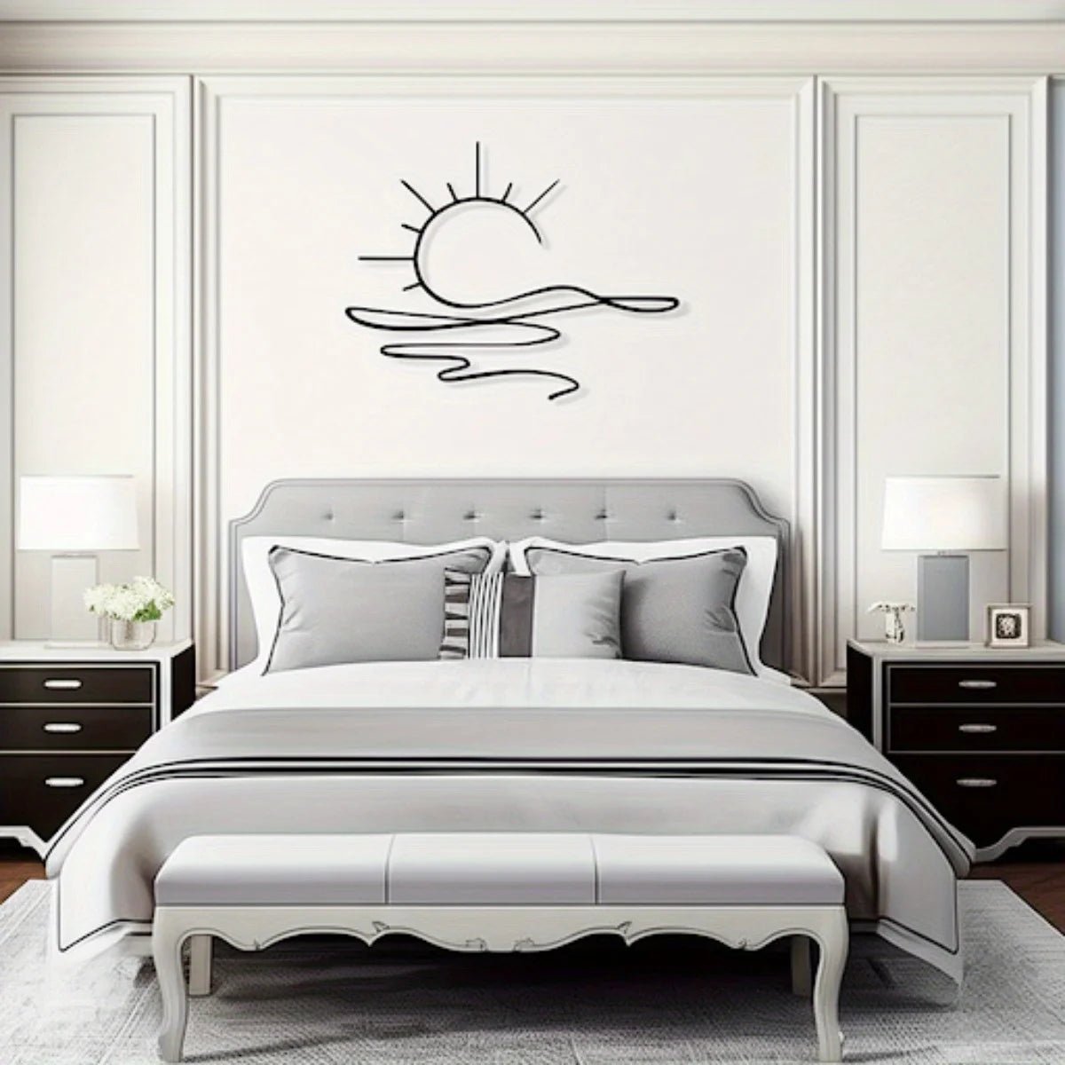 Modern Sunrise Iron Wall Art - Minimalist Metal Decor for Home & Office
