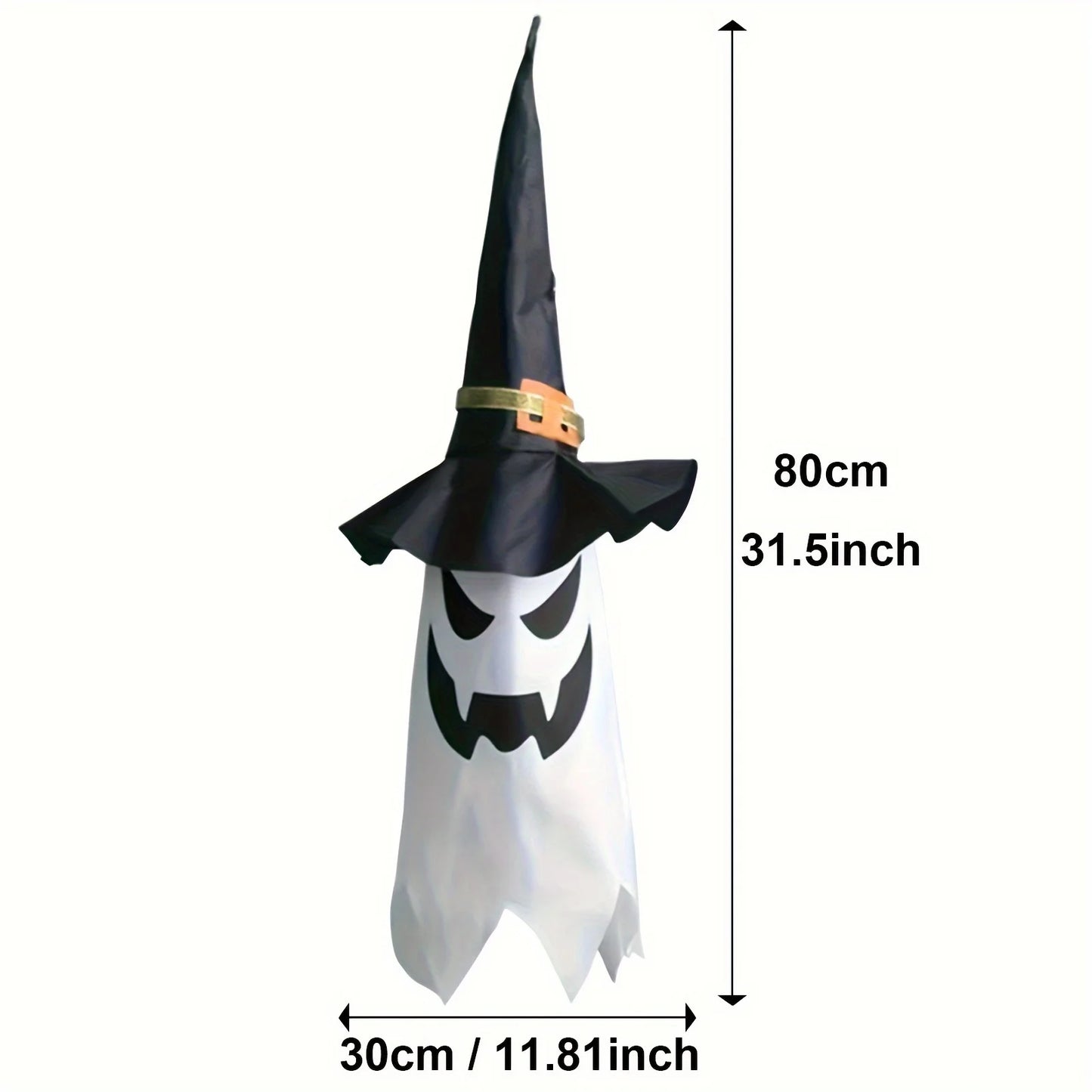 3pcs LED Ghost Lights, Halloween Wizard Hat Hanging Lamps, Plastic Battery-Powered Decorative Lights Spooky Outdoor Decor