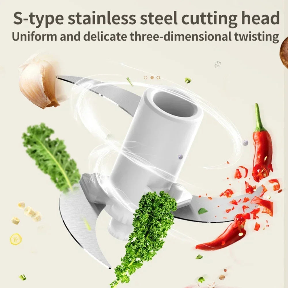 "350ML Kitchen Multifunctional Foods Chopper Grinder - Household Garlic Masher & Auxiliary Food Machine"