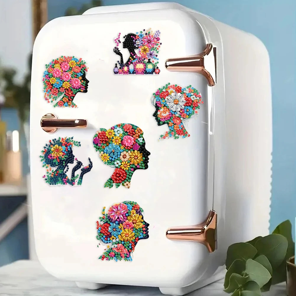 6Pcs Acrylic Beach Diamond Painting Refrigerator Magnet Diamond Painting Fridge Magnet DIY Fridge Stickers for Car Mailbox Decor
