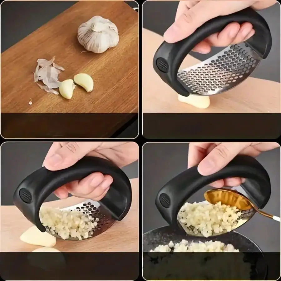 Stainless Steel Garlic Press Tool – Manual Garlic Crusher & Squeezer, Heavy Duty Kitchen Gadget for Easy Garlic Mincing