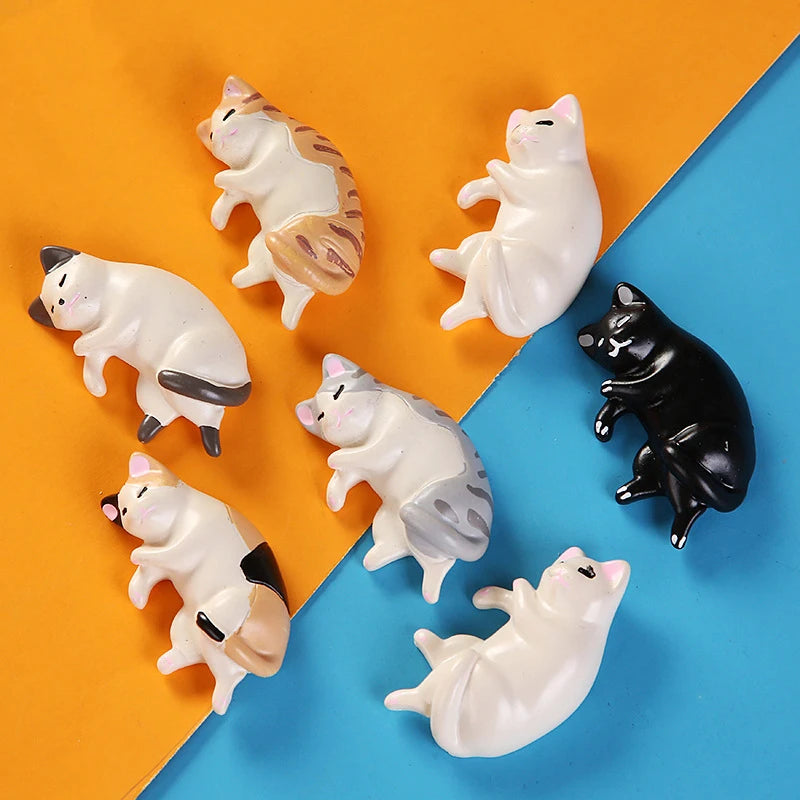 6pcs Kawaii Resin Mini Sleeping Cat Mini Figures Miniature Things Statues Dollhouse Room Home Decor Items Desk Accessories
