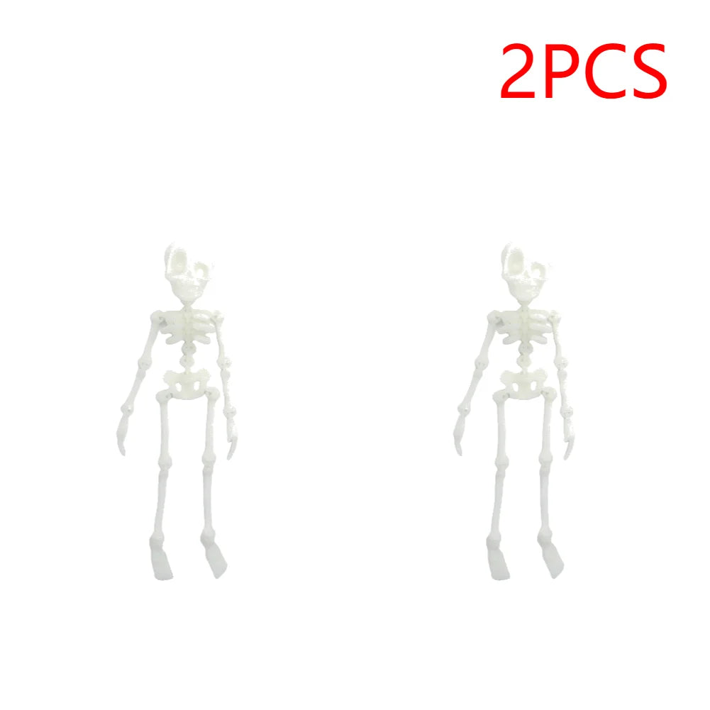 2/5PCS 3D Printed Skeleton Fridge Magnets with Movable Joints Cute Skull Fridge Magnets Home Kitchen Halloween Funny Decoration