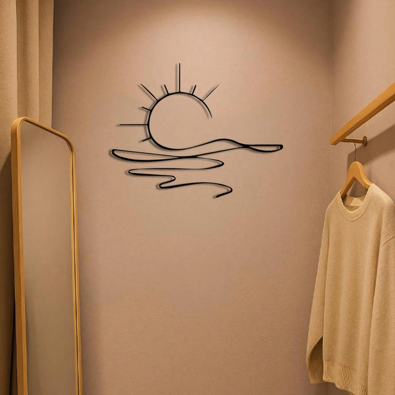 Minimalist Sunrise Metal Wall Sculpture – Abstract Sun Design – Modern Decor – Halloween, Christmas Gift