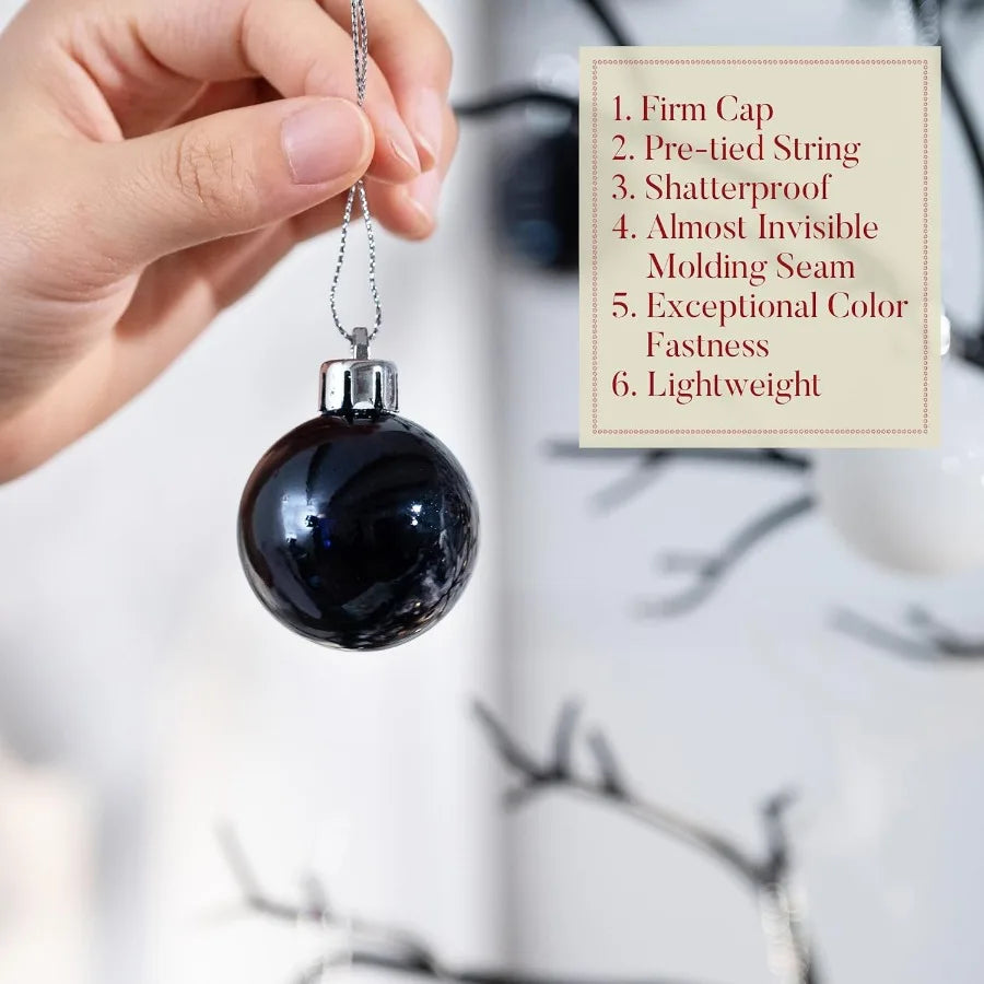 1.57 Inches Small Christmas Tree Decorations Ornament Set for 4th of July Fall Halloween 24ct Black White Gold S