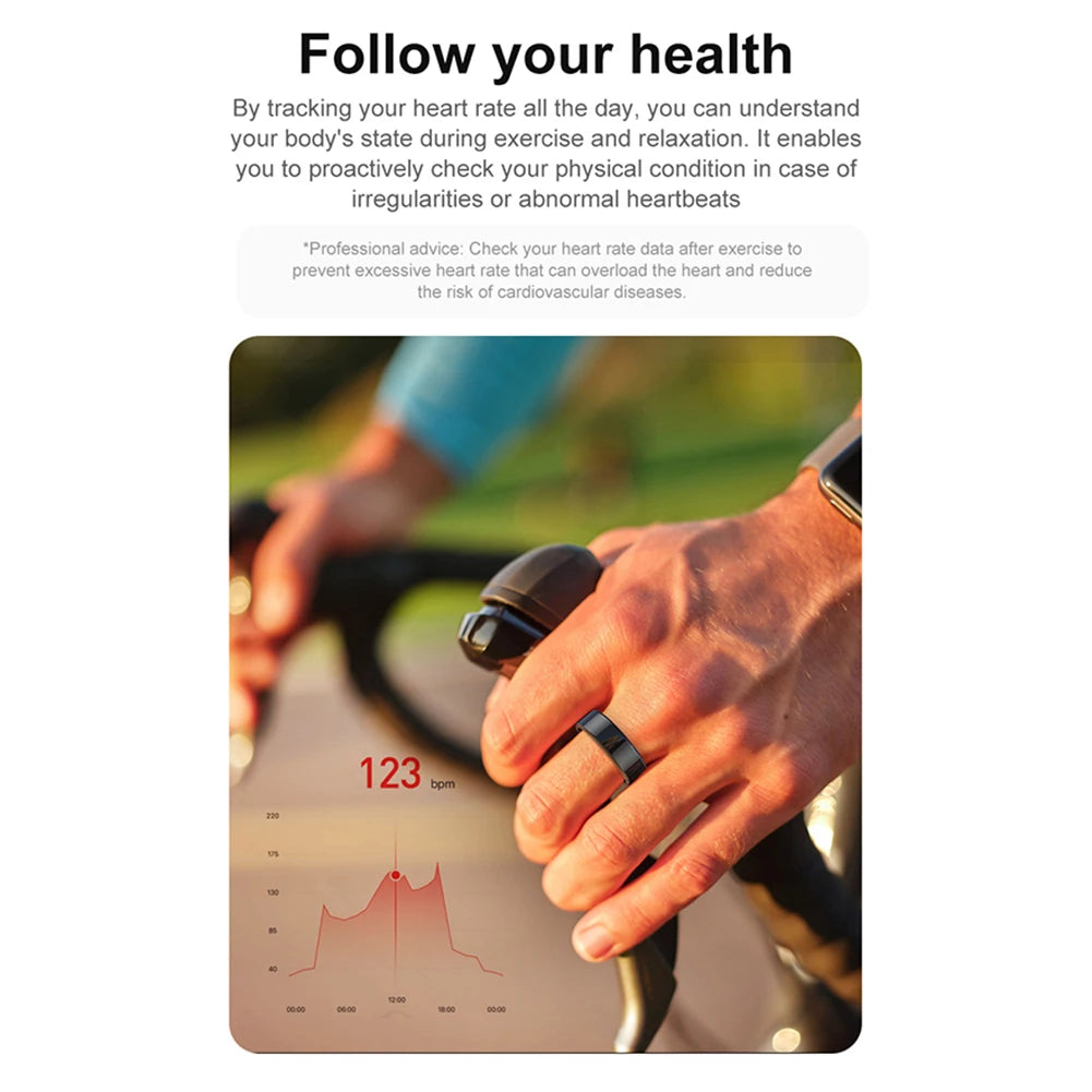 R02 Smart Ring Fitness Tracker Ring 5.0 Bluetooth-Compatible Blood Oxygen Tracker IP68 & 5ATM Waterproof for Android for IOS