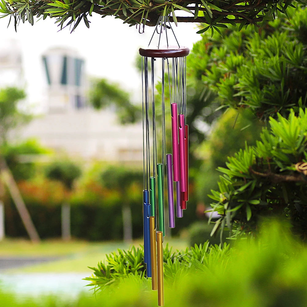 Outdoor Garden Wind Chime 12 Metal Tubes with Hook Pleasant Melody Windchimes Hanging for Garden Yard Patio and Home Decoration