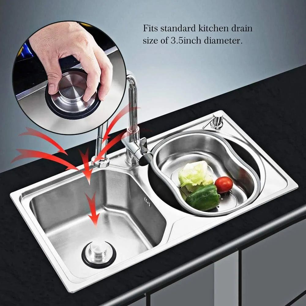 2 PCS Stainless Steel Kitchen Sink Stopper, Large Wide Rim 3.38" Diameter - Garbage Disposal Plug