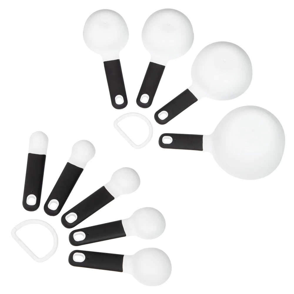 9 Piece Measuring Cups Spoon Set Soft Grip Easy Read Dishwasher Safe Kitchen Tools Wet Dry Ingredients Cooking Baking