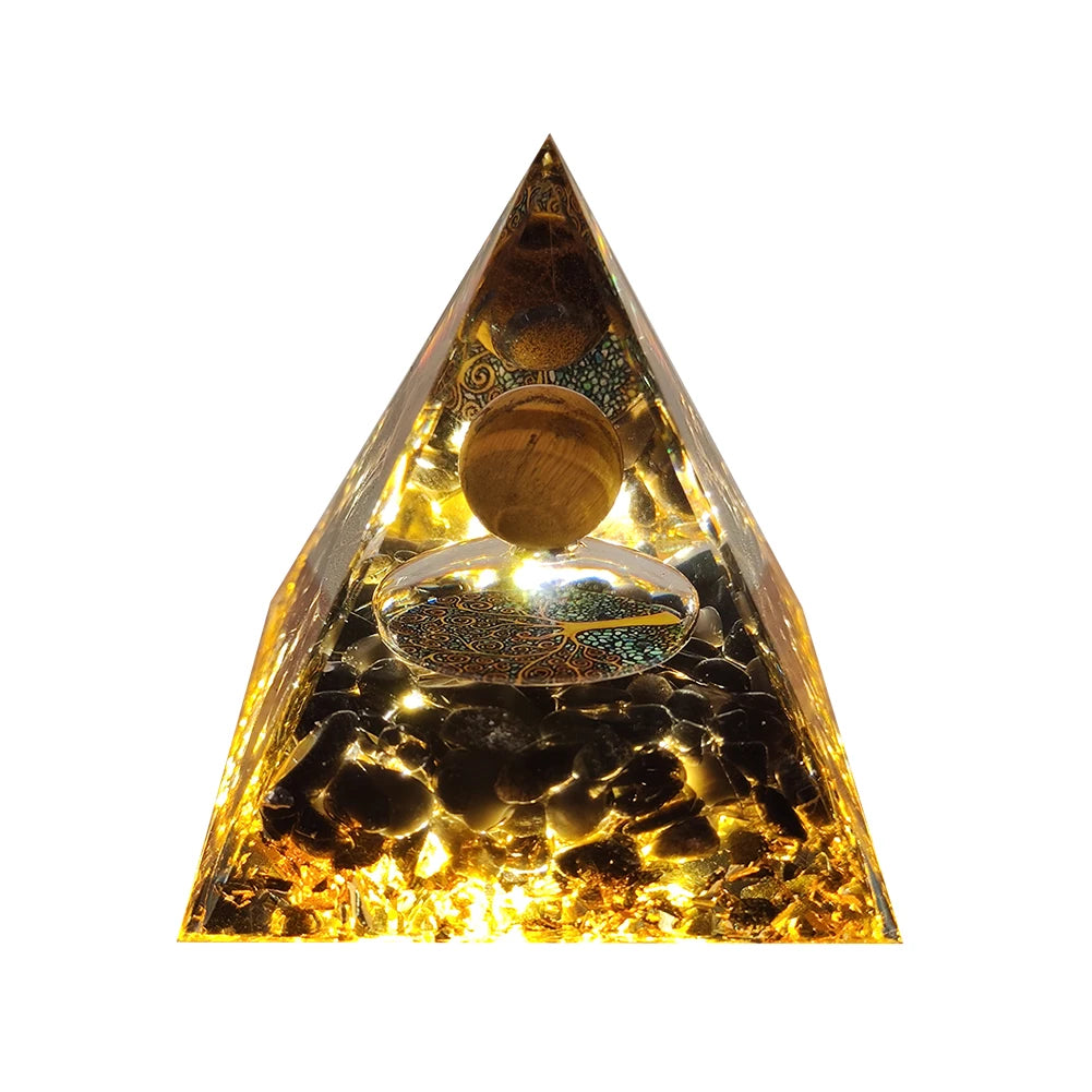 Crystal Orgone Pyramid Handmade Healing Reiki Energy Generator Orgonite Ornament Tabletop Garden Miniature Decoration
