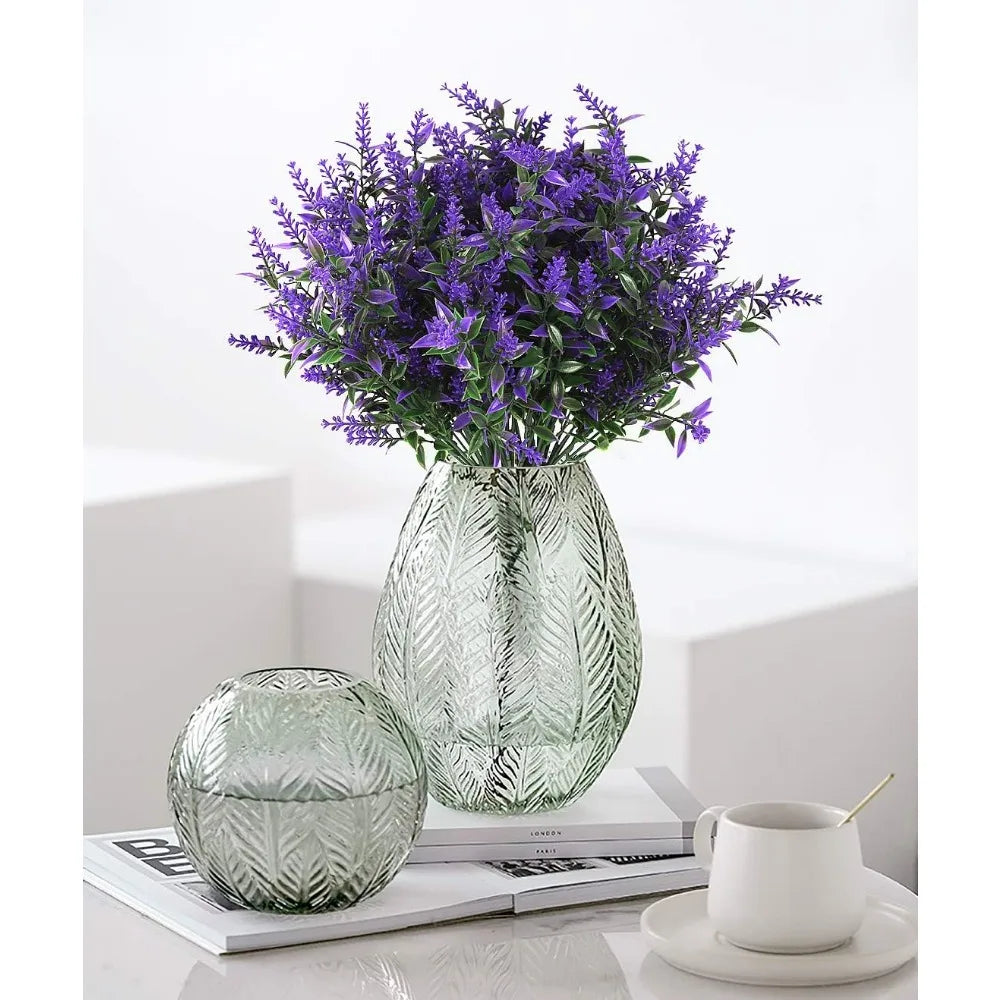 Artificial Greenery Lavender Fake Shrubs Flowers 8 Bundles UV Resistant Hanging Planter Flora Fence Indoor Outside Decor Weddin