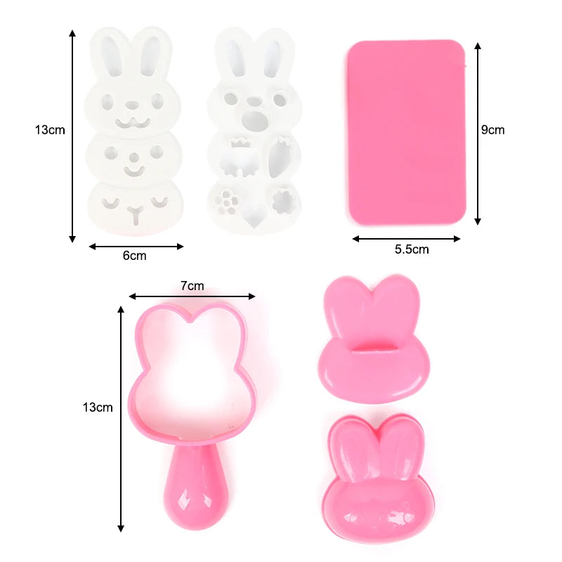 Rice Ball Mold Set Chicken Bear Kawaii Sushi Curry Rice Mould Pattern Bento Accessories Seaweed Cutter Kitchen Tools