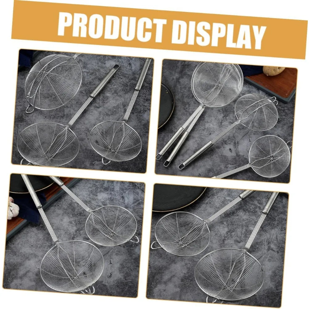Stainless Steel Slotted Spoon with Hanging Hook Versatile Kitchen Strainer for Pasta Noodles and Frying Ergonomic Design and Ea