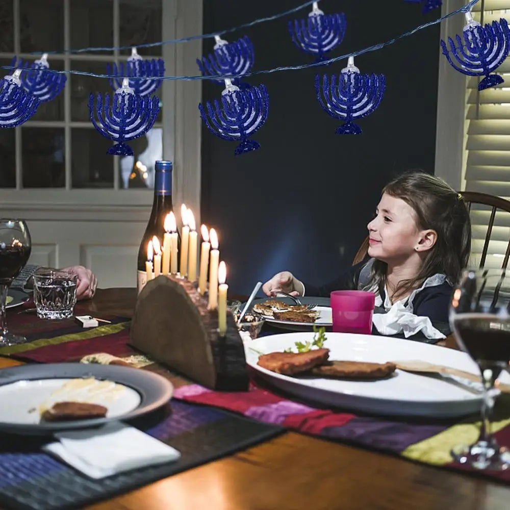 Hanukkah String Lights 9.84ft Chanukah Lights Decorations 20LEDs Chanukah Decor Battery Operated Blue Hanukkah Lights For Window