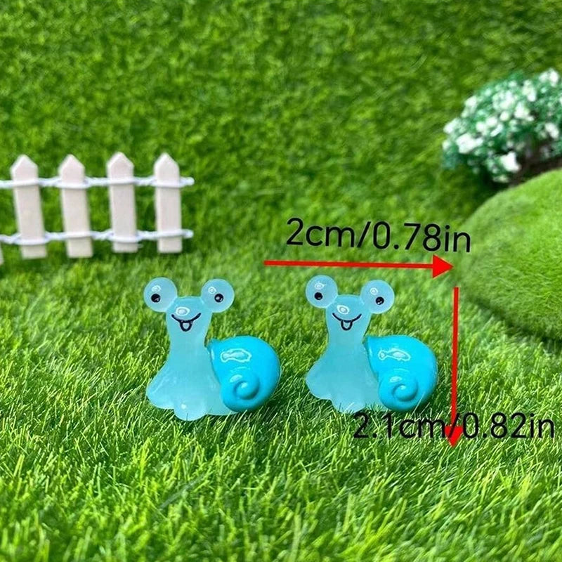 10pcs Luminous Snail Mini Figurine Micro Landscape Home Decoration Accessories Toy