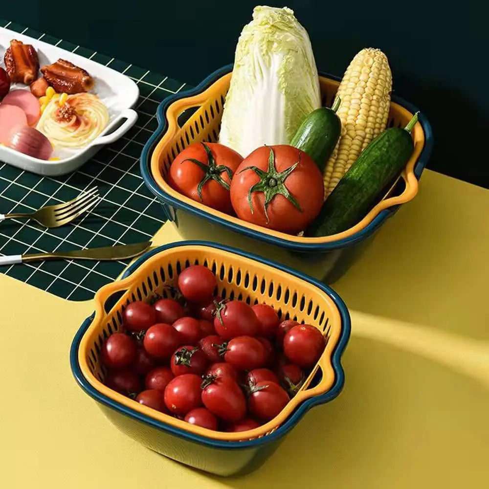 6Pcs Kitchen Multi-Layer Fruits Vegetable Washing Basket Kits/Kitchen Sink Colander Set/for Soaking and Washing Placing Fruit/Ve