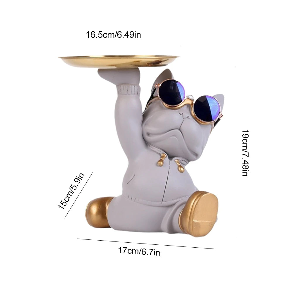 Pitbull Key Storage Tray Resin Crafts French Bulldog Widget Plate Versatile for Living Room Hallway Home Decoration