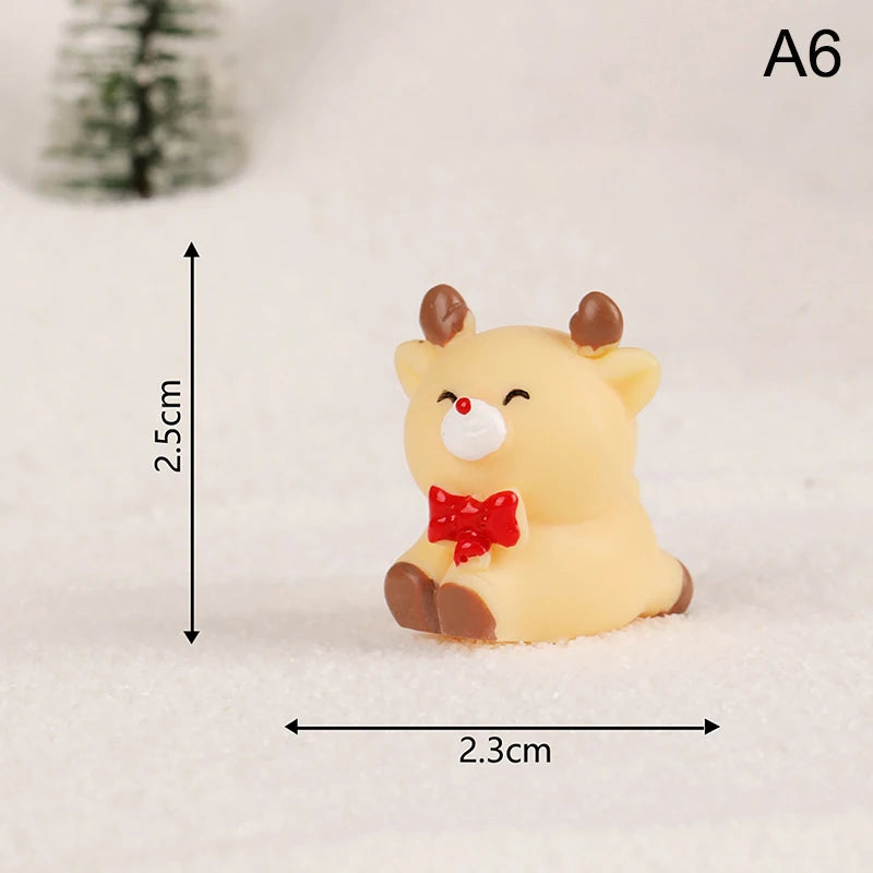1Pc Mini Christmas Decoration Elk Christmas Figurines Fairy Garden Decor Snow Landscape Model Ornaments Resin Miniatures