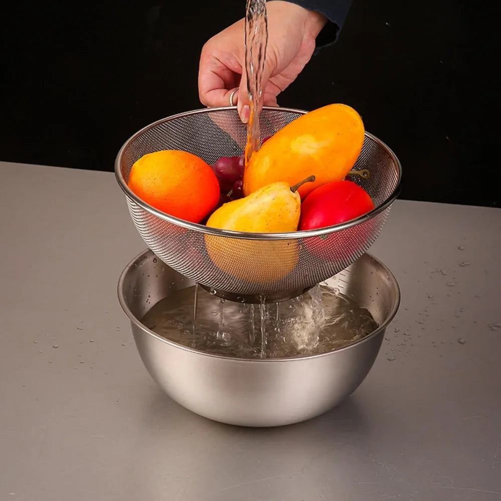 Stainless Steel Colander,Colander Bowl Set For Kitchen,Strainer With Mixing Bowl,Rusts Washer Strainer For Washing Pastas Vegeta