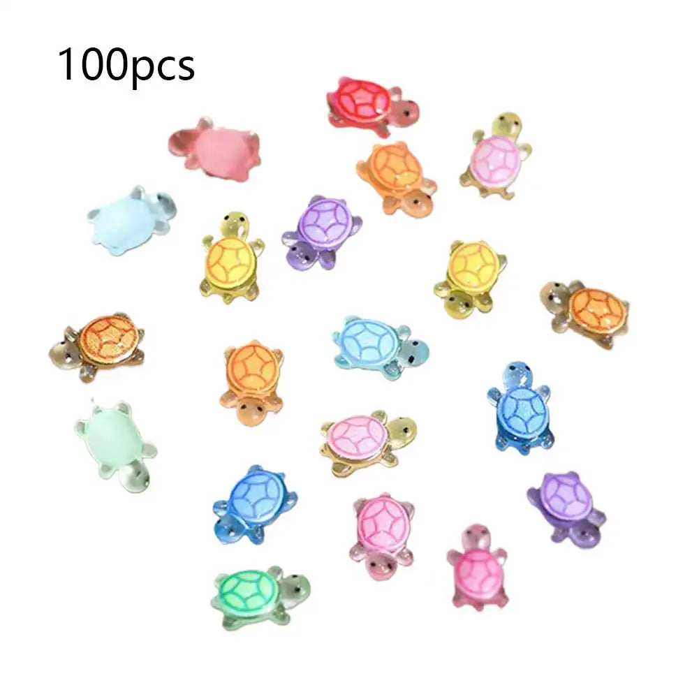 100Pcs Mini Resin Turtles Night Glow Turtle Figurines Realistic Tiny Turtles Small Animals Figures for DIY Fairy Garden Decor