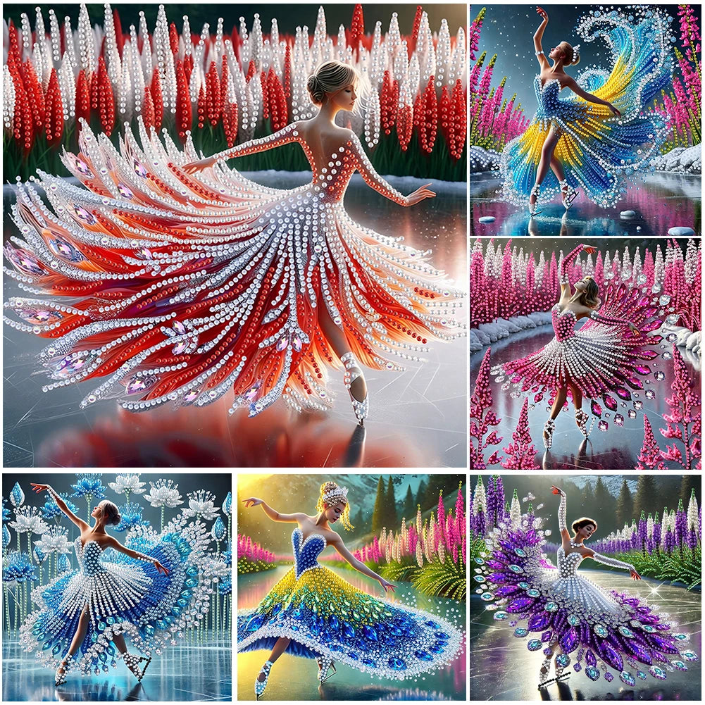 5D DIY Partial Special Shaped Drill Diamond Painting Kit Girl Decoration 30x30cm