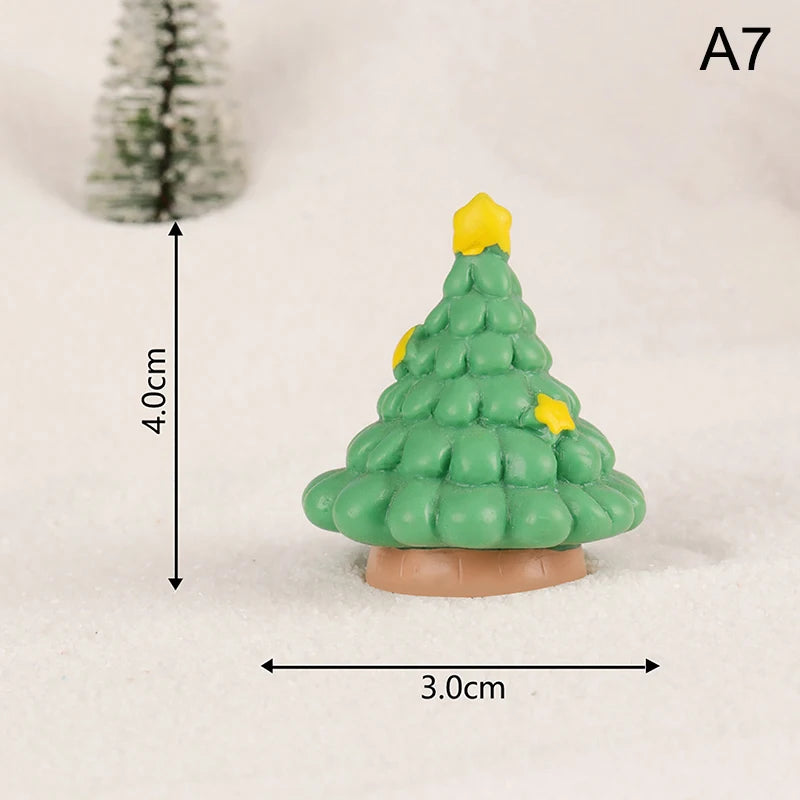 1Pc Mini Christmas Decoration Elk Christmas Figurines Fairy Garden Decor Snow Landscape Model Ornaments Resin Miniatures