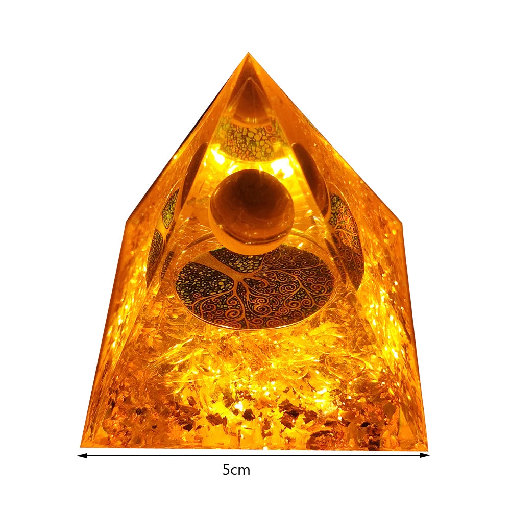 Crystal Orgone Pyramid Handmade Healing Reiki Energy Generator Orgonite Ornament Tabletop Garden Miniature Decoration