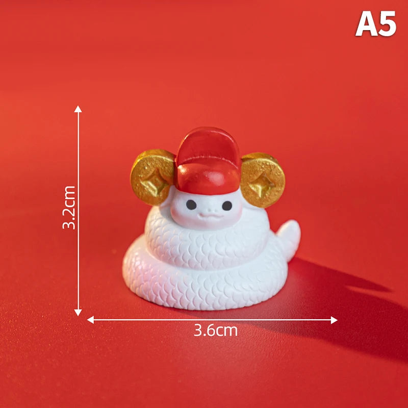 2025 Year Of The Snake Ornament Cartoon Lucky Snake Figurine Micro Landscape Car Interior Home Desktop Decoration