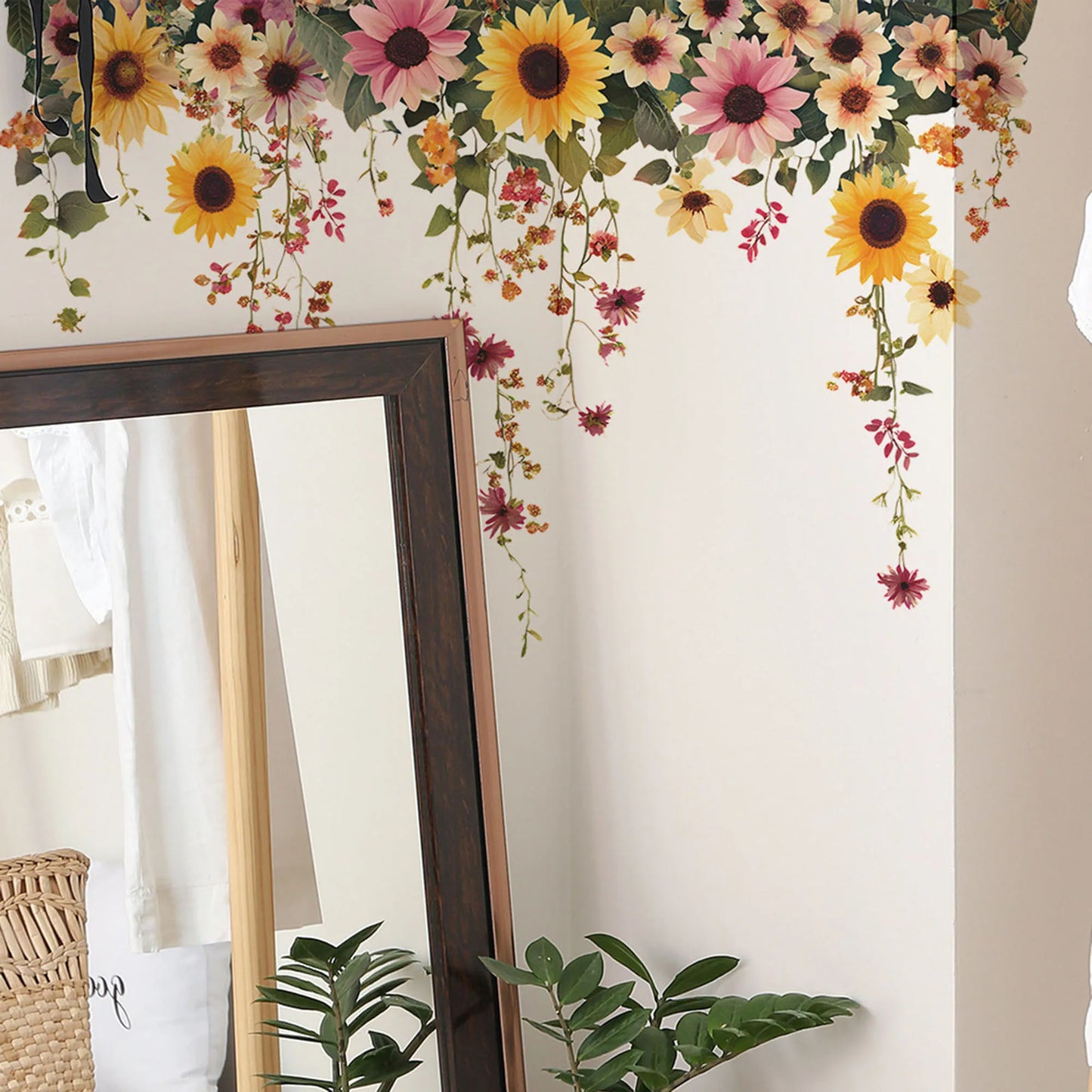 Floral and Foliage Wall Decals Peel and Stick Mural Art for Home Decor Bedroom Living Room Accent Wall Background Decoration