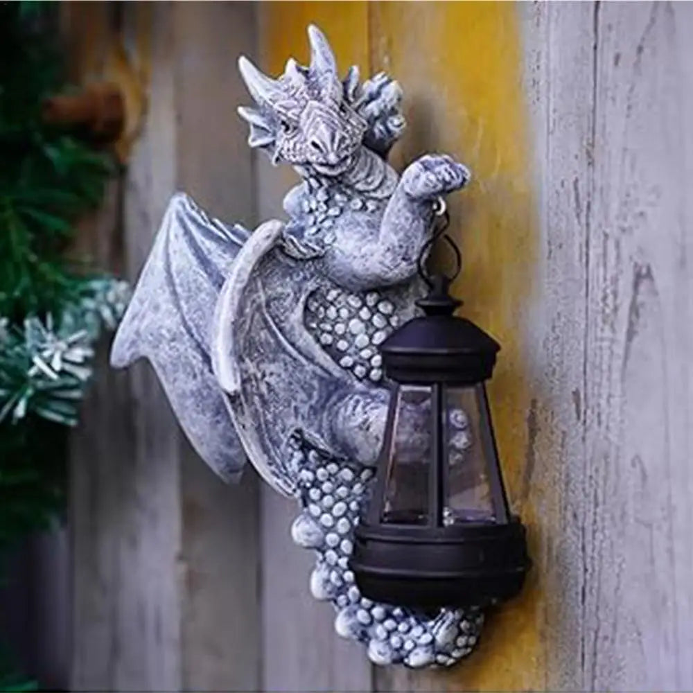 Garden Dragon Decor Solar Lights Solar-Powered Dragon Sculpture For Garden Solar Garden Statue Dragon Figurine For Hallway