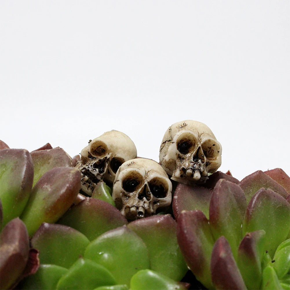 20Pcs Decorative Skeleton Model Collectable Halloween Miniature Skulls Heads Festival Theme Landscape Garden Potted Plant Decor