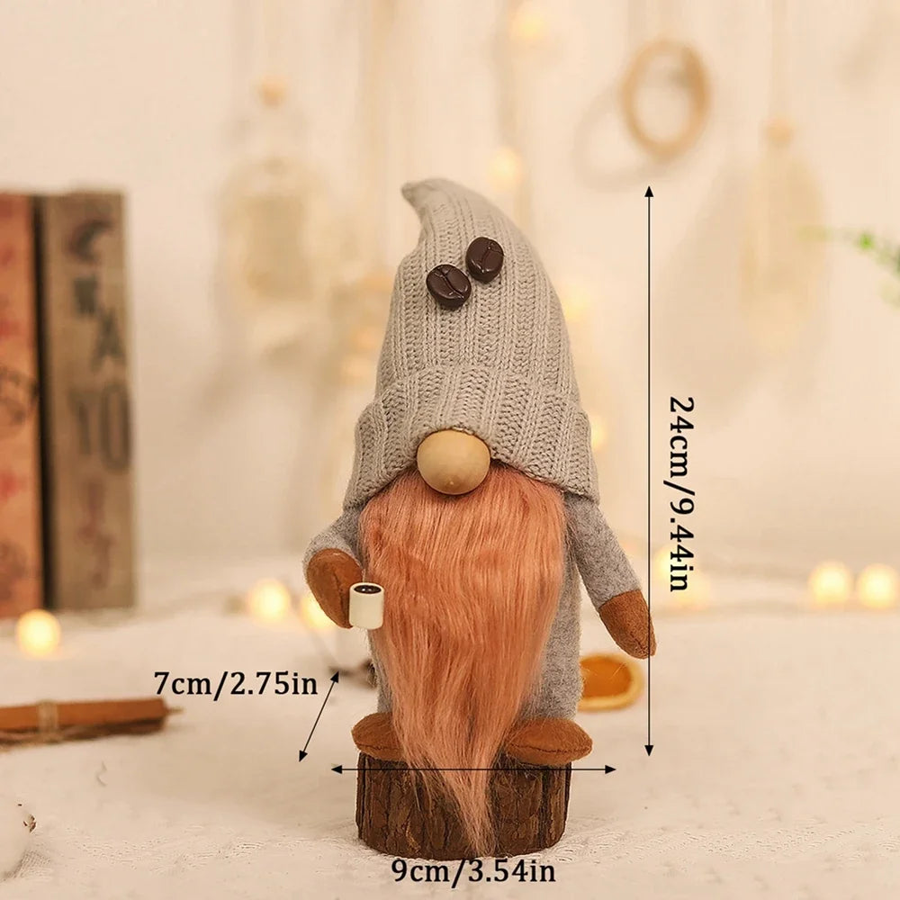 Coffee Gnome Doll New Year Christmas Plush Coffee Bar Decoration for Farmhouse Party Home Desktop Christmas Faceless Plush Dolls