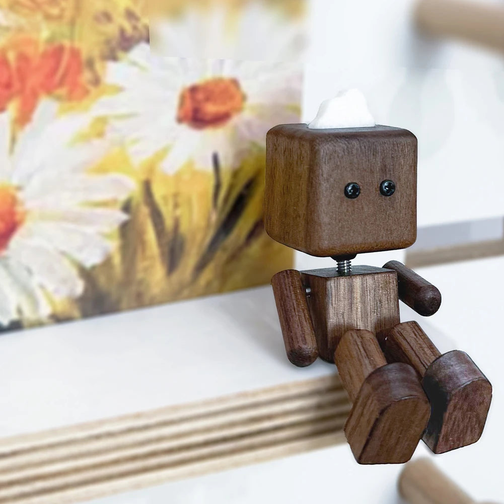 Handmade Shaking Feet Doll Funny Wood Desktop Decor Creative Wooden Man Figurine Handcrafted Statue for Car Dashboard Decor
