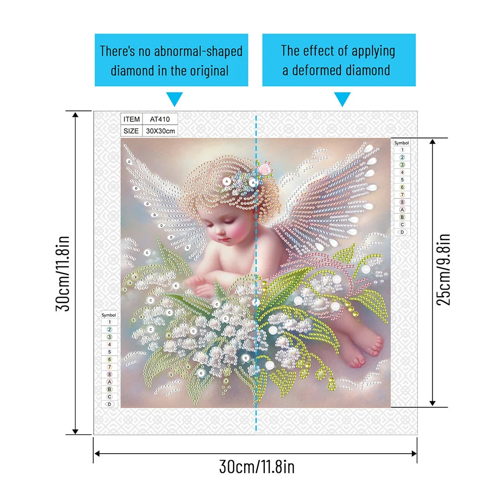 5D DIY Partial Special Shaped Drill Diamond Painting Kit Angel Child Decoration