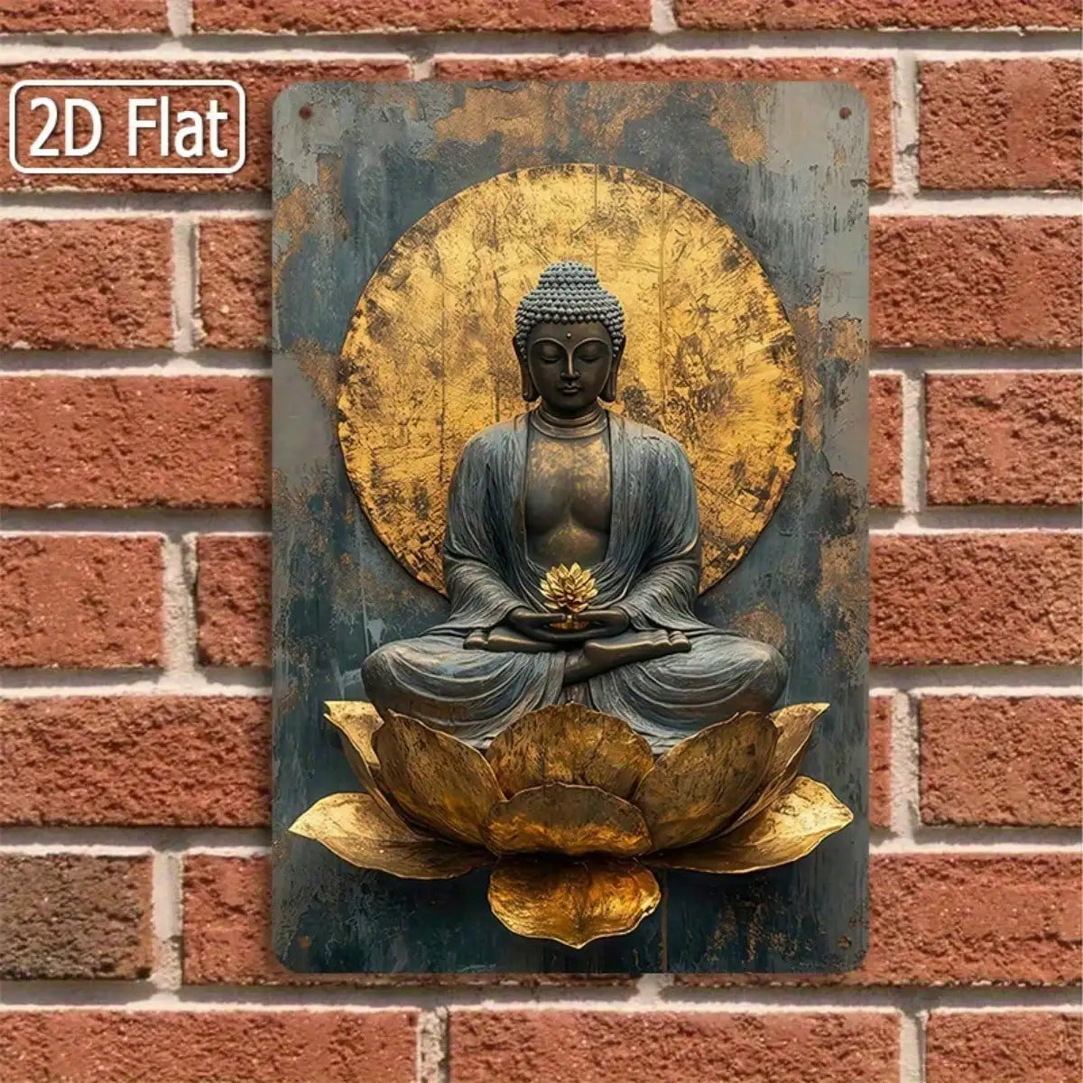 1PC Tin Sign Buddha Meditation - Zen Space/Home Decor, Golden Wall Art, 8x12 Inches / 20x30 Cm