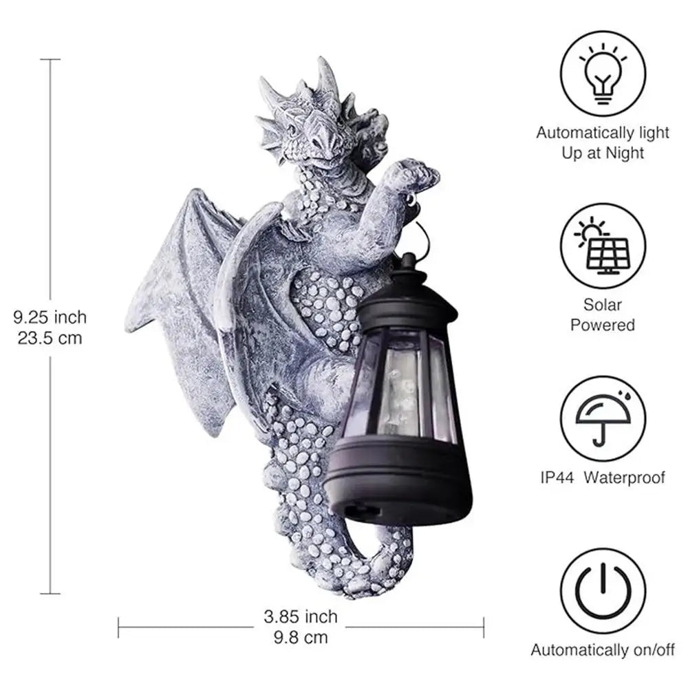 Garden Dragon Decor Solar Lights Solar-Powered Dragon Sculpture For Garden Solar Garden Statue Dragon Figurine For Hallway