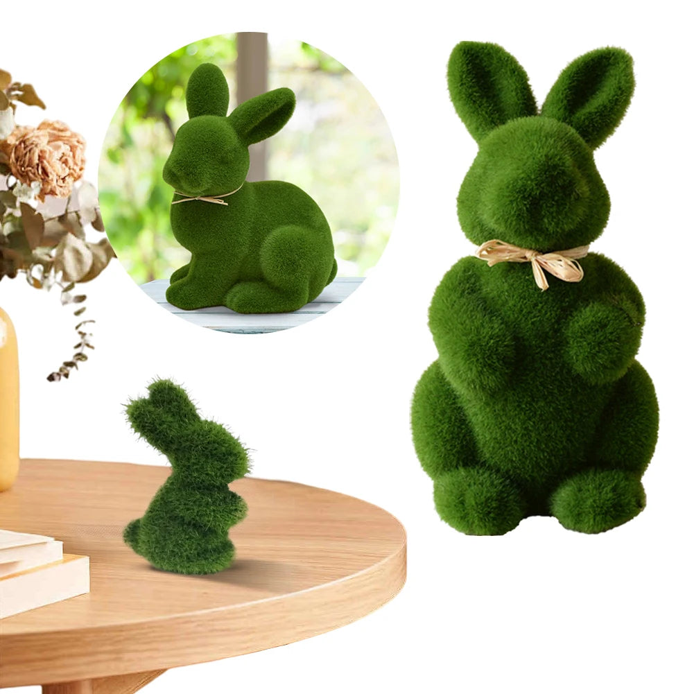 Easter Moss Rabbit Figurine Simulation Moss Foam Easter Bunny Decor Festive Decoration Easter Bunny Decor for 2024 Spring Easter