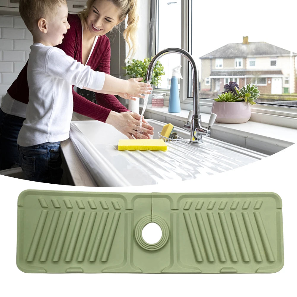 Silicone Faucet Splash Pad Multipurpose Toilet Soap Storage Faucet Mat for Rapid Drainage Kitchen Foldable Drainage Mat