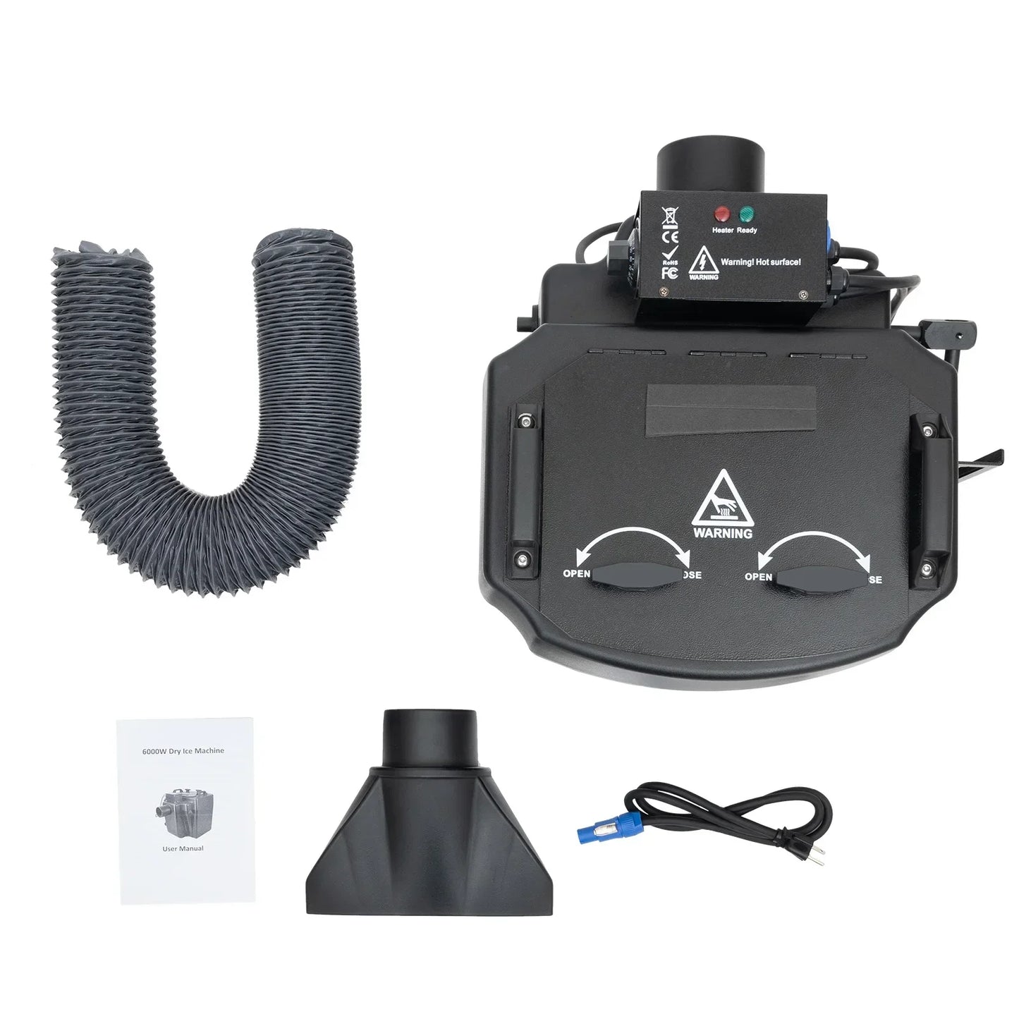 6000W Dry Ice Fog Machine Black Stainless Steel, Large 2152ft² Coverage, Intelligen for Large Stage Performances