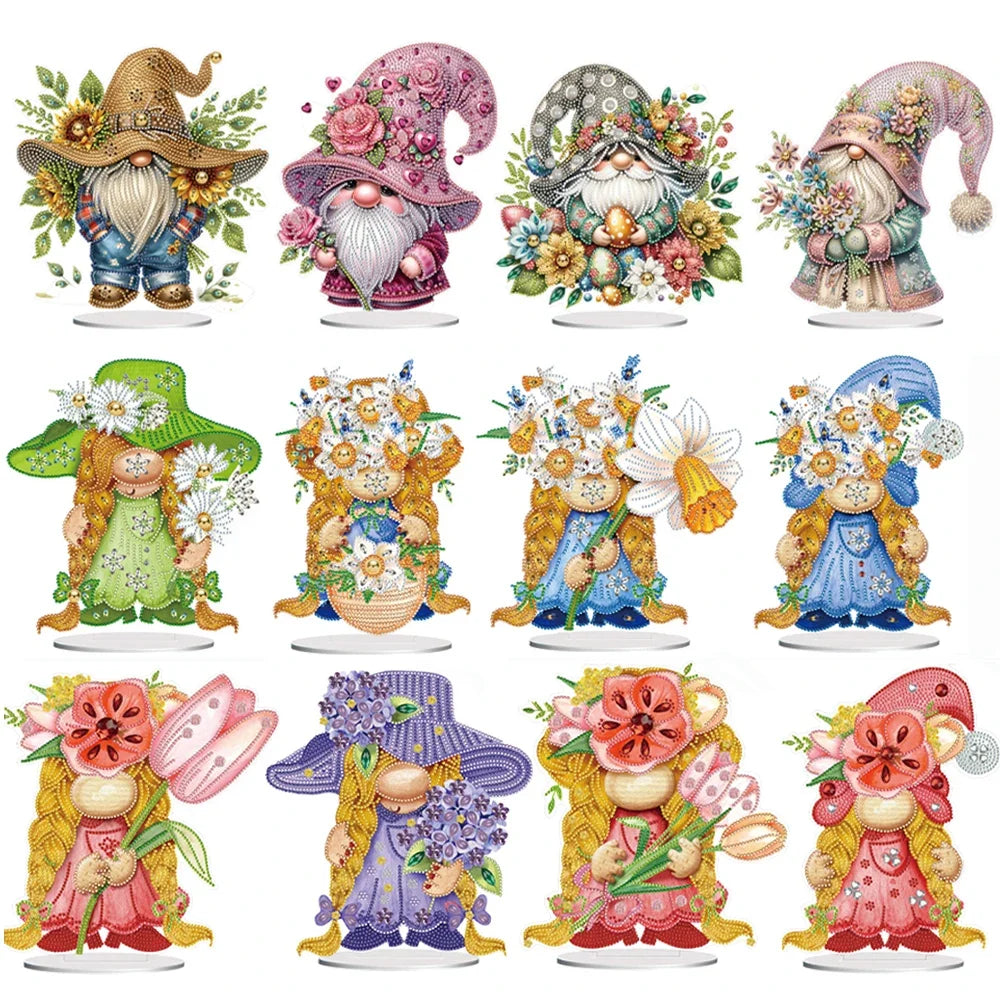 Special Shape Table Top Diamond Painting Ornament Kits Cute Gnome Diamond Painting Desktop Decorations Bedroom Table Decoration