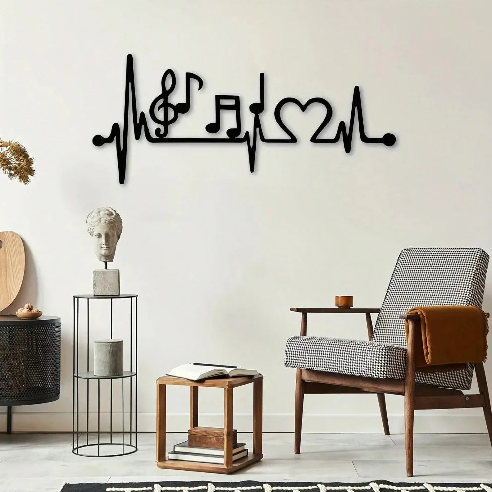 Music & Love Metal Wall Art - Couple-Themed Decor for Indoor/Outdoor Use. Ideal Anniversary Gift for room, or Dining Room.