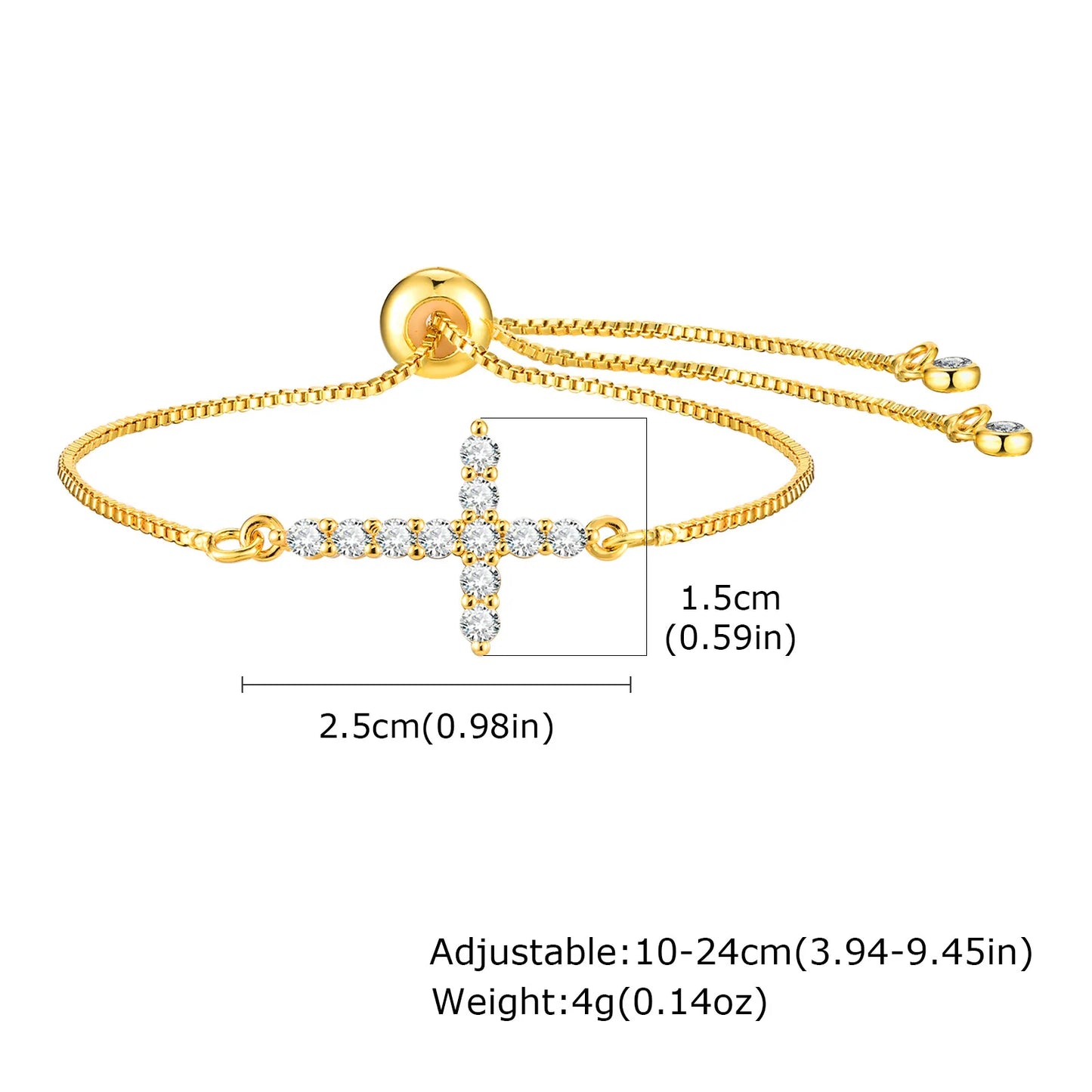 316L Stainless Steel Cross Bracelet for Women, Adjustable Chain Religious Christian Jewelry Daily Wear 2025 Trendy
