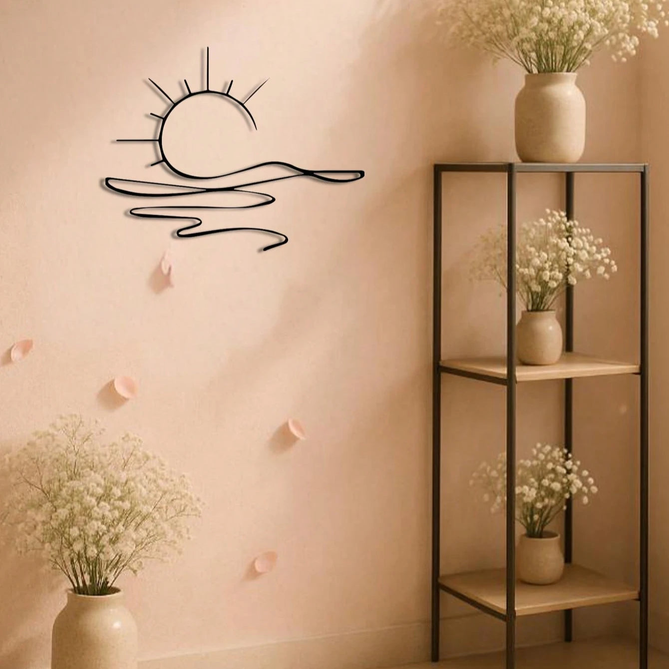 Minimalist Sunrise Metal Wall Sculpture – Abstract Sun Design – Modern Decor – Halloween, Christmas Gift