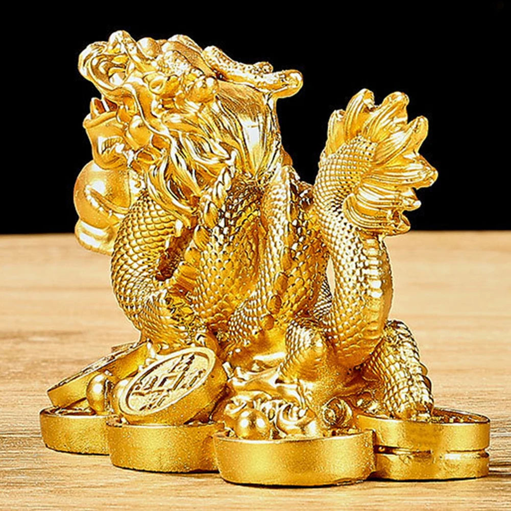 2024 Feng Shui Dragon Statue Attract Wealth New Year Dragon Sculpture Good Luck Auspicious Dragon Statuette for Home Office